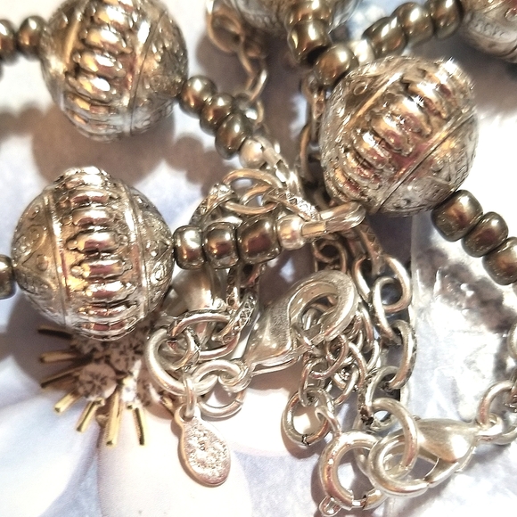 NEW Premier Designs Double Strand Silver Bead Necklace - Picture 3 of 7